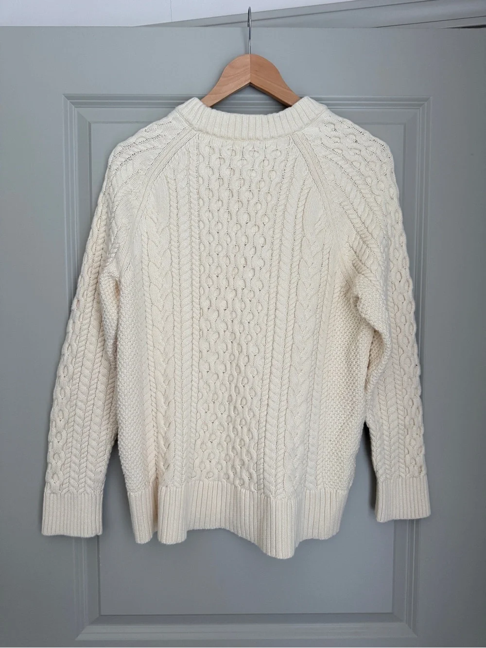 J. Crew Ivory Cable Knit Crewneck Sweater